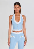 Leena Metallic Rib Knit Top by retrofête in Metallic Glace/Wht, product image 1