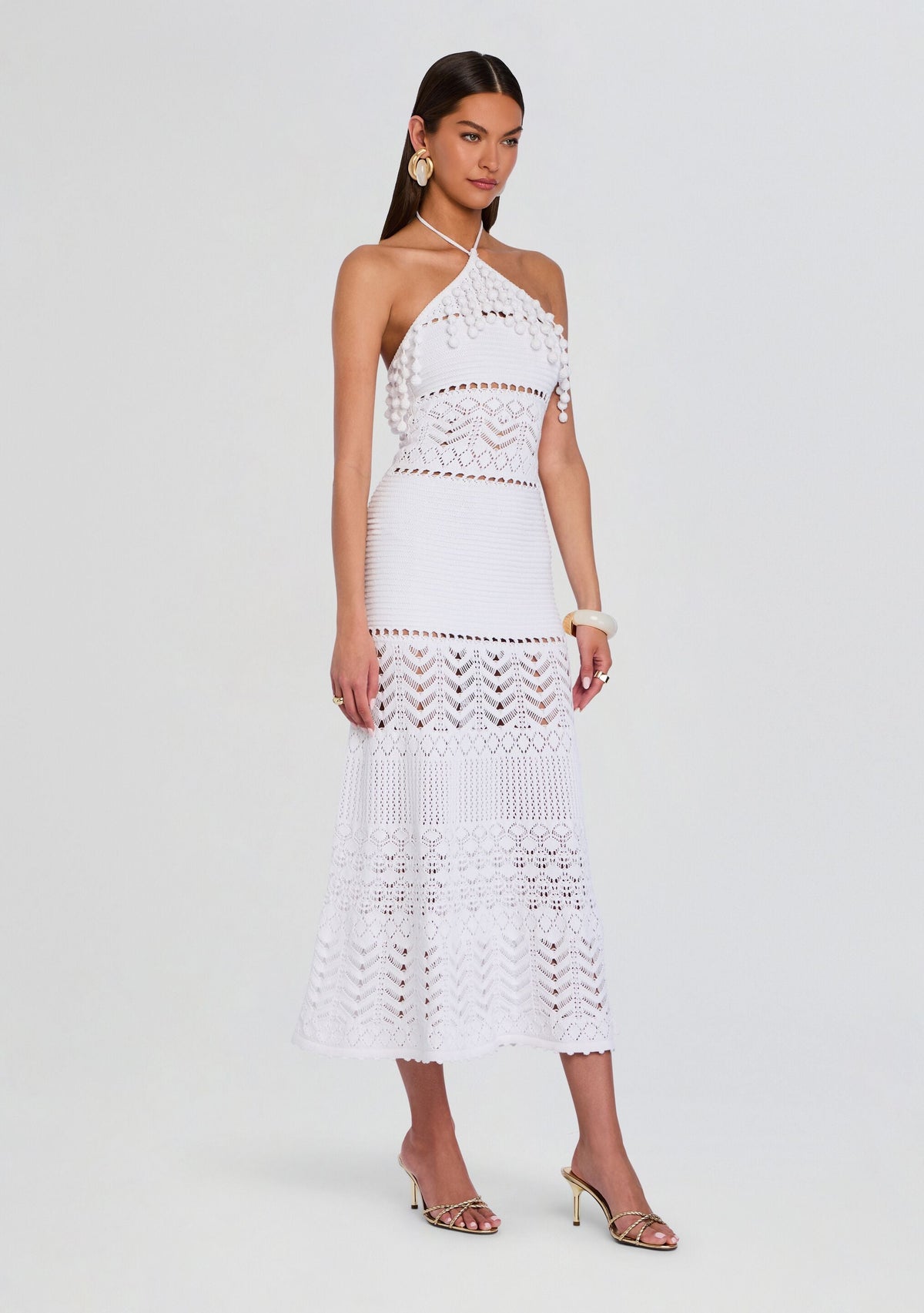 Perette Crochet Dress by retrofête in White, product image 3