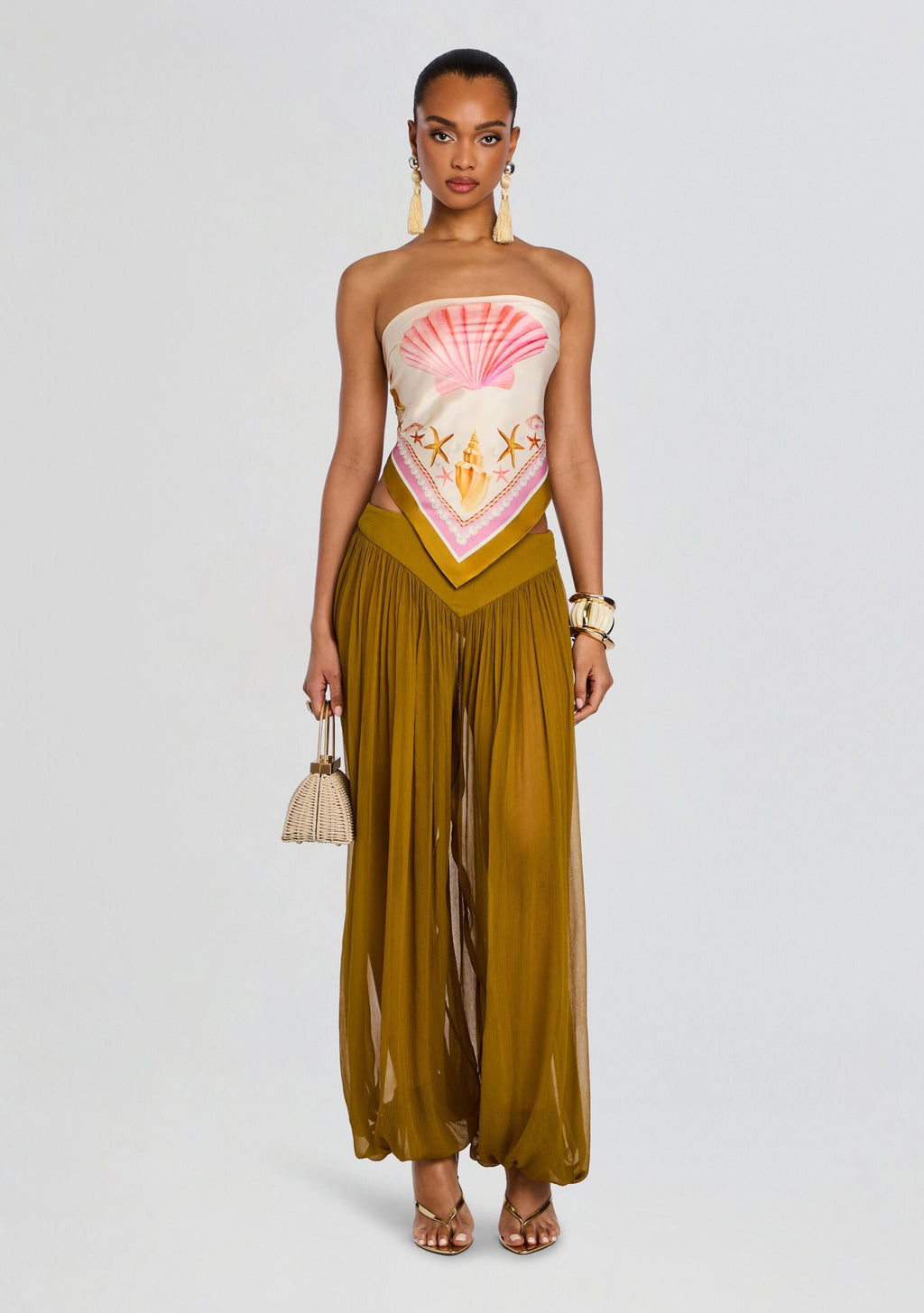 Alivia Silk Top by retrofête in Ochre Shell Foulard, product image 2