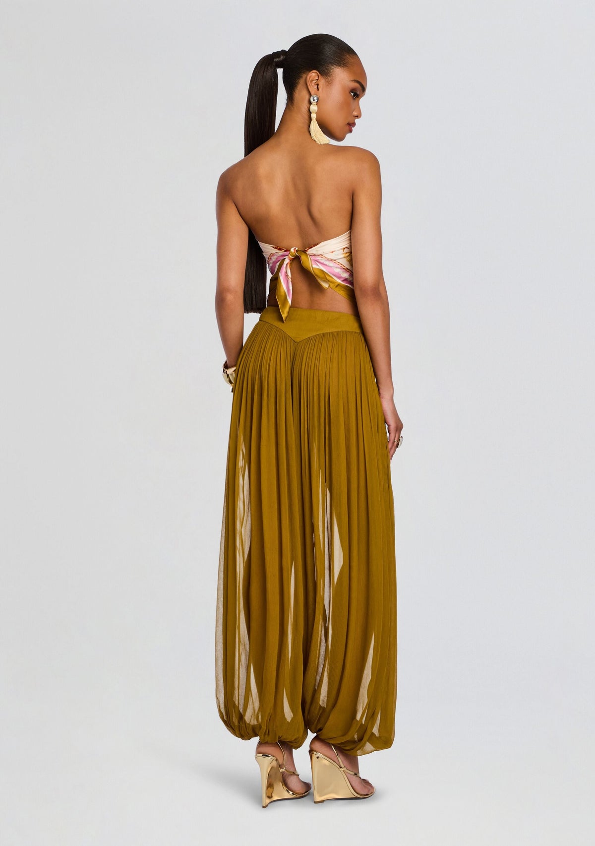 Alivia Silk Top by retrofête in Ochre Shell Foulard, product image 5