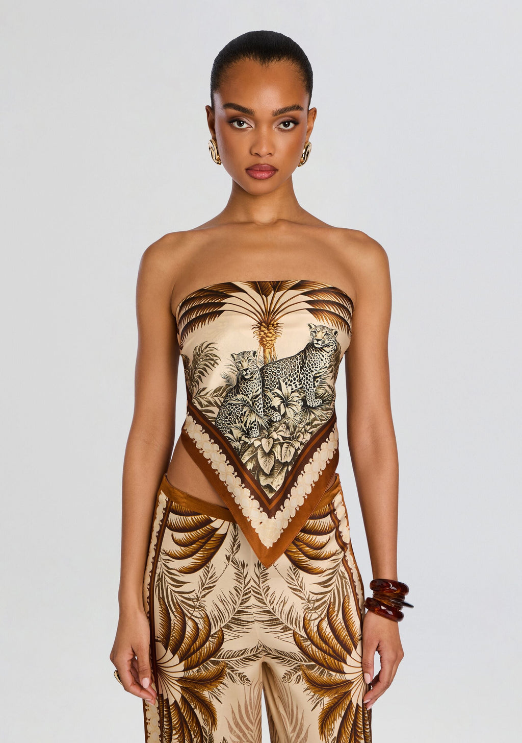 Alivia Silk Top by retrofête in Ochre Palma, product image 1