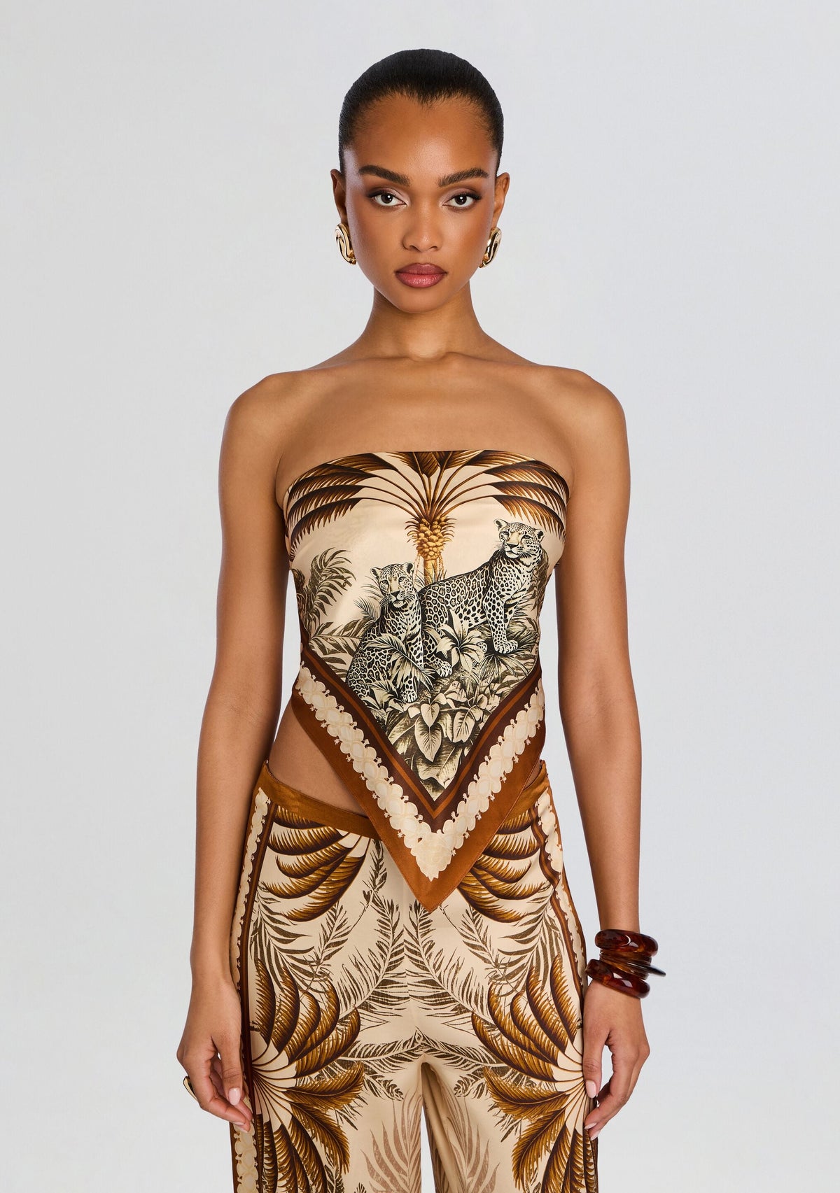Alivia Silk Top by retrofête in Ochre Palma, product image 1
