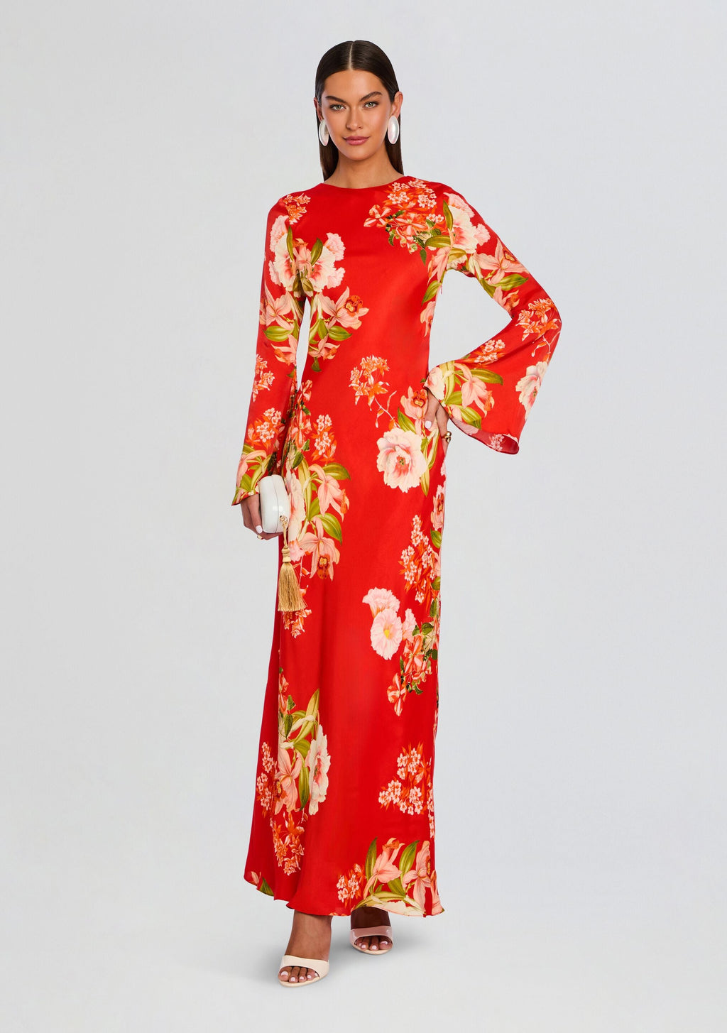 Hibi Back Ties Maxi Dress by Hemant & Nandita in Orange, product image 3