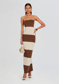 Carrie Knit Maxi Dress by SEROYA in Almond/ Cocoa Brown, product image 1