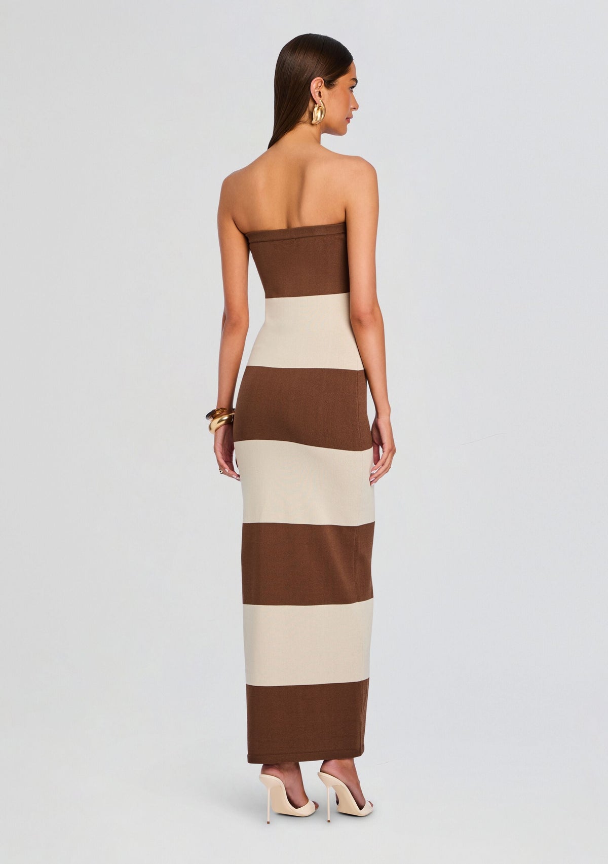 Carrie Knit Maxi Dress by SEROYA in Almond/ Cocoa Brown, product image 4