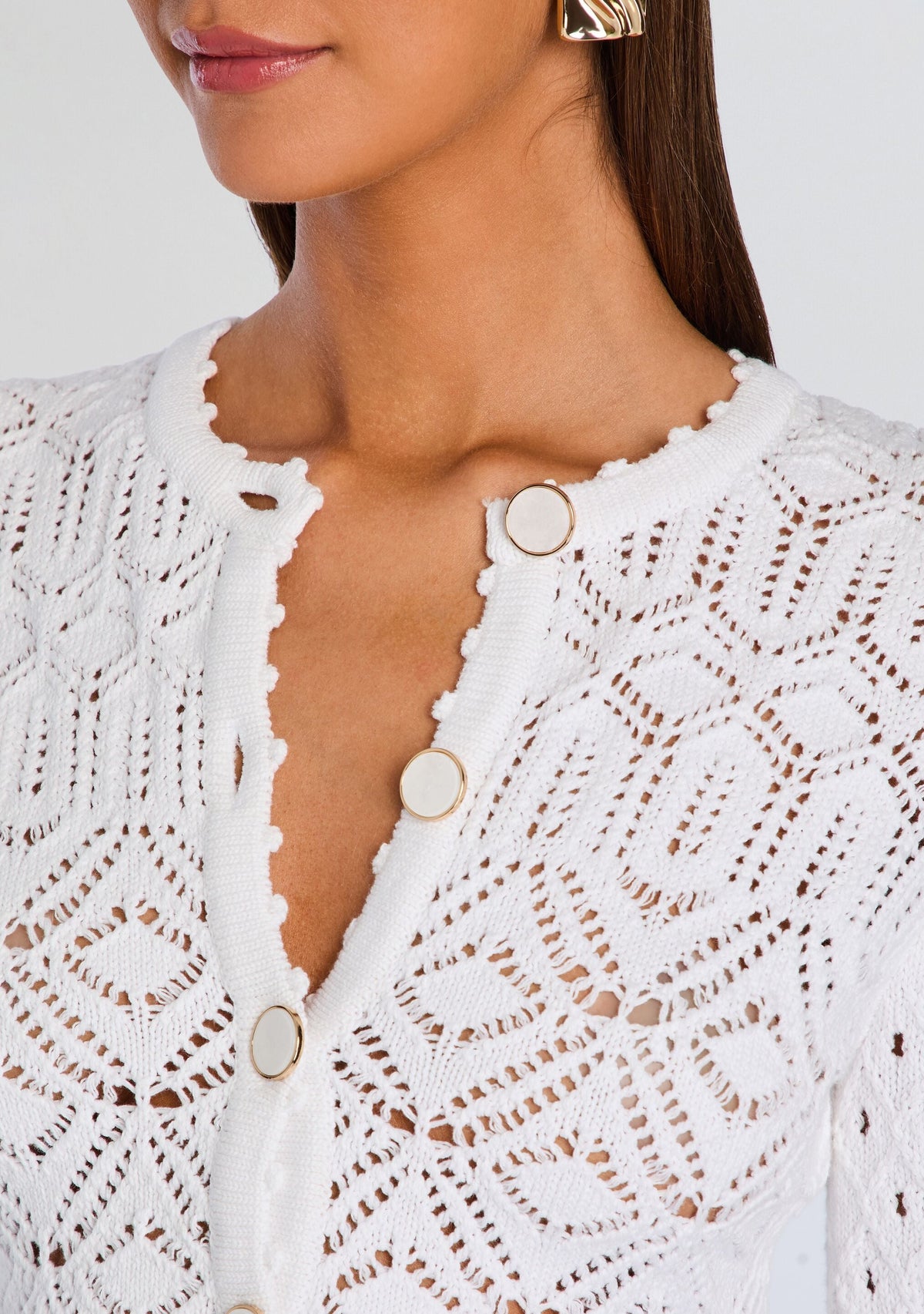 Giuliana Crochet Cardigan by retrofête in White, product image 3