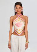 Jamie Silk Top by retrofête in Ochre Shell Foulard, product image 1