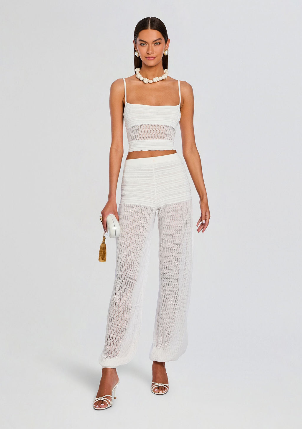 Devyn Knit Pant by retrofête in White, product image 2
