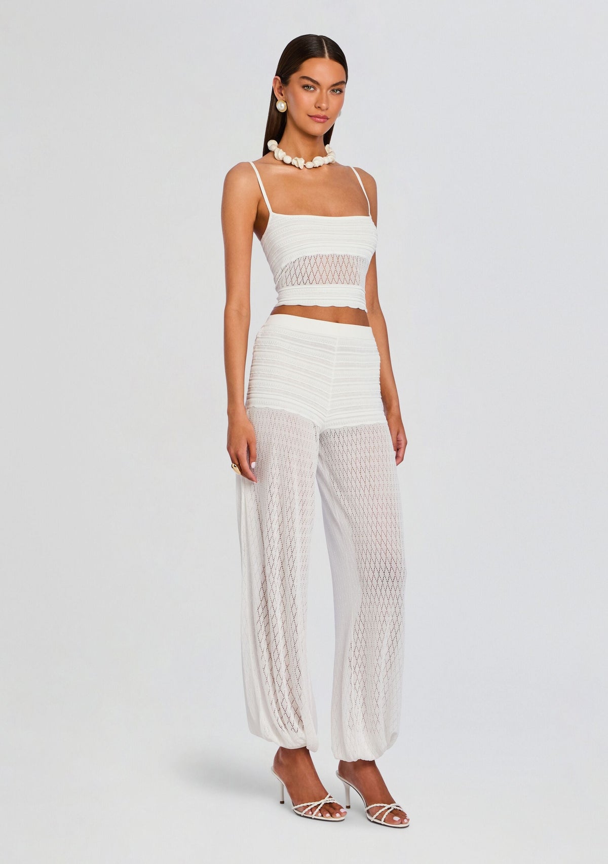 Devyn Knit Pant by retrofête in White, product image 4