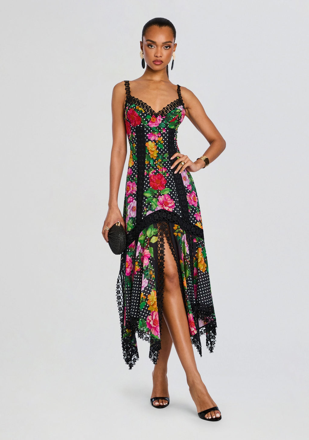 Rosario Long Dress by Charo Ruiz in Black Dots, product image 1