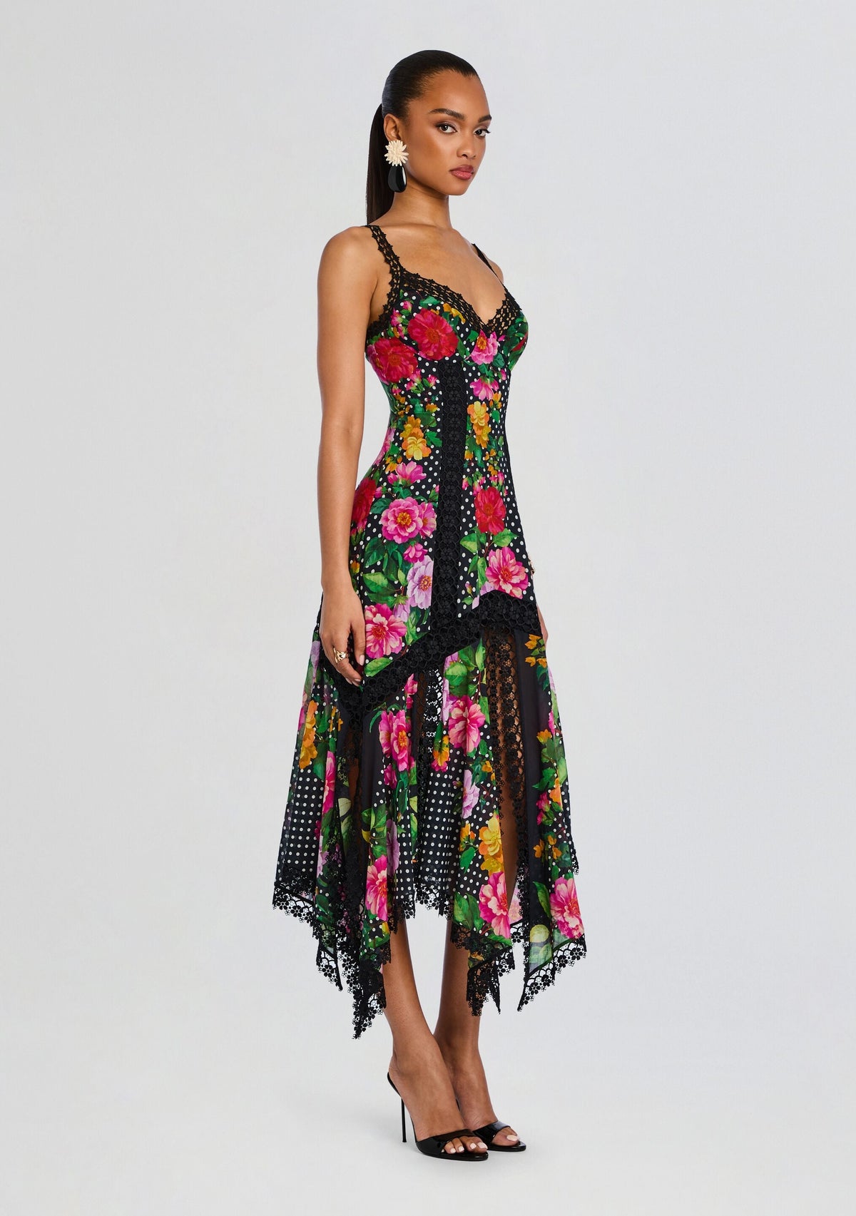 Rosario Long Dress by Charo Ruiz in Black Dots, product image 3