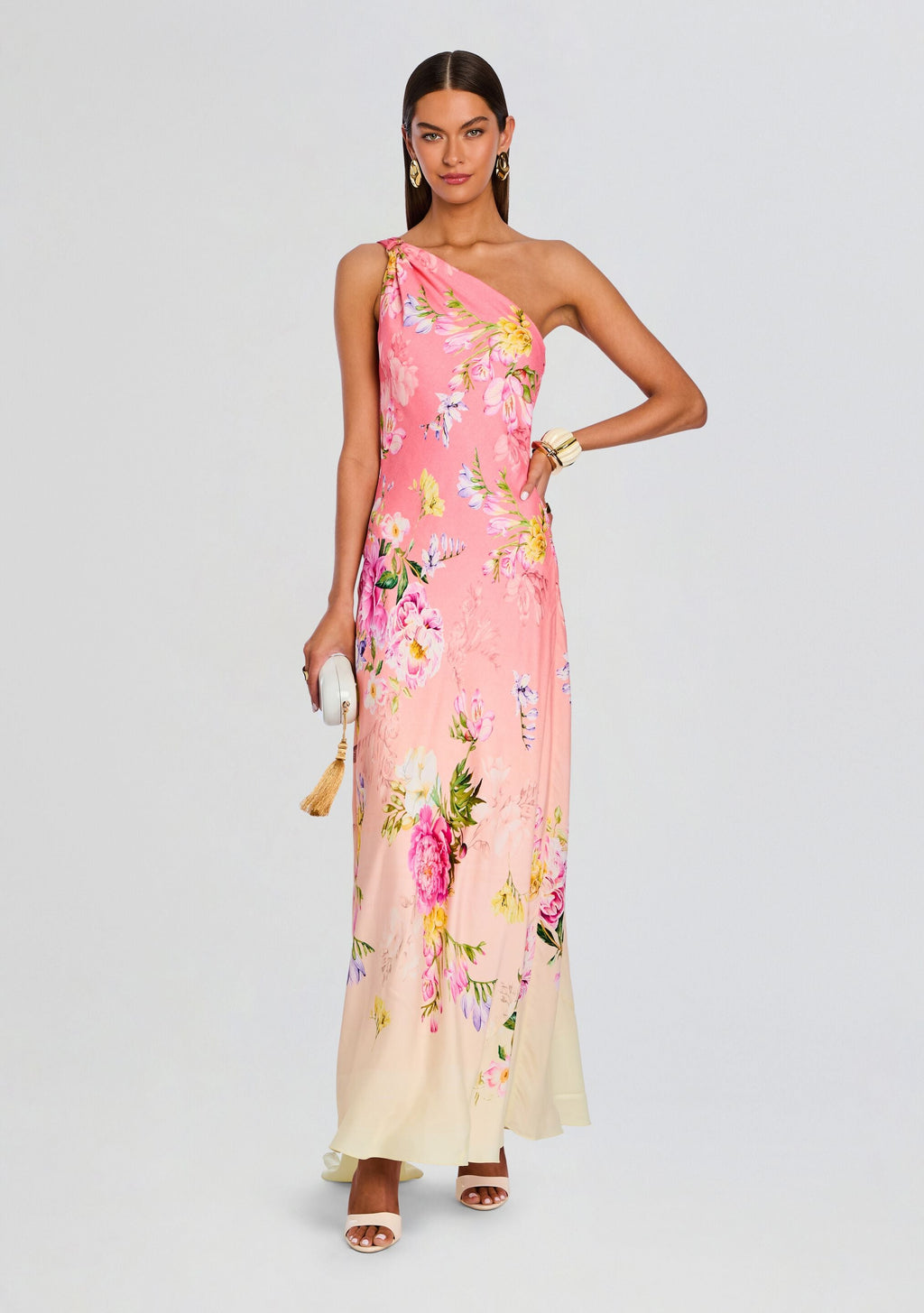 Avya One Shoulder Sash Dress by Hemant & Nandita in Multi, product image 1