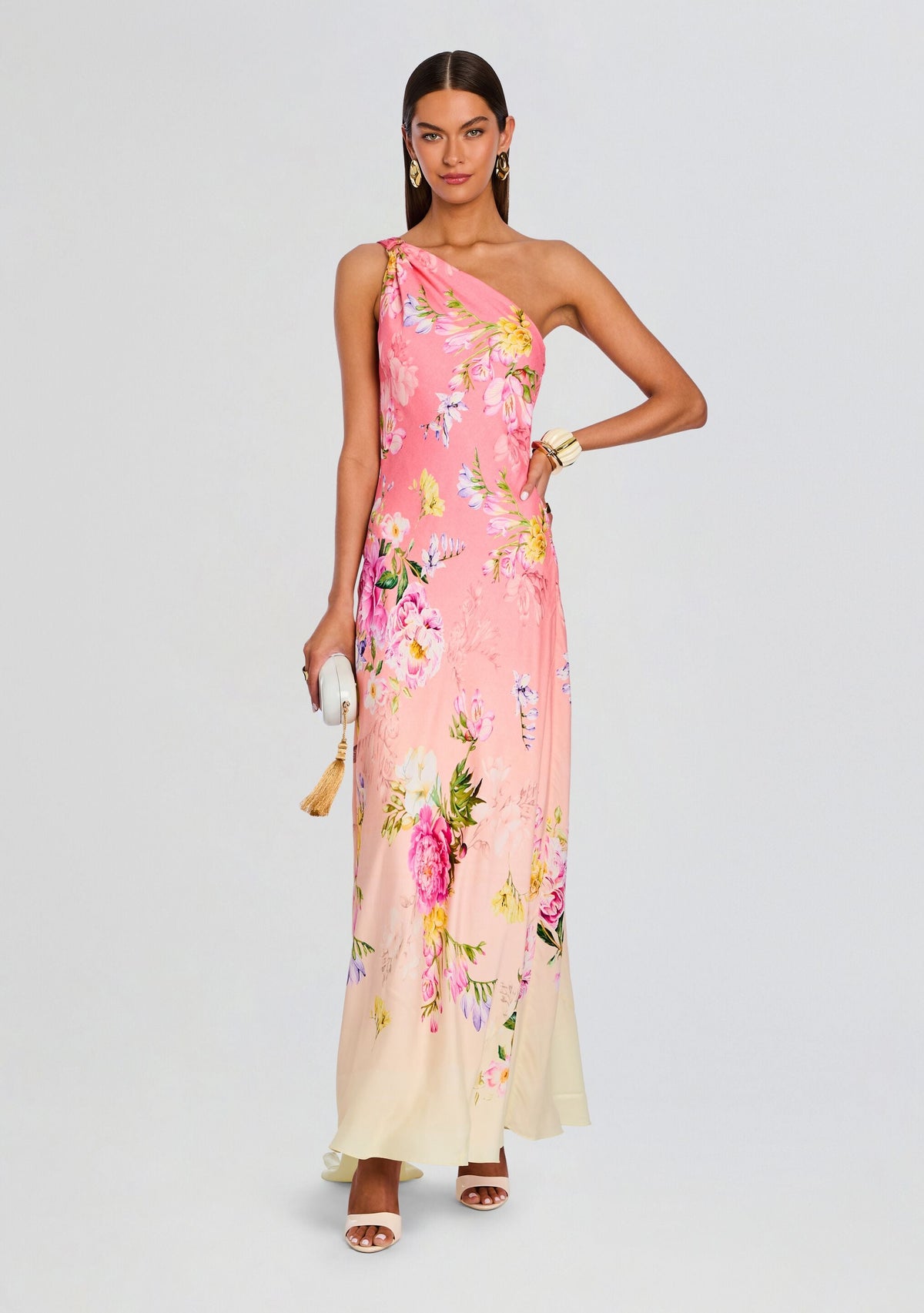 Avya One Shoulder Sash Dress by Hemant & Nandita in Multi, product image 1
