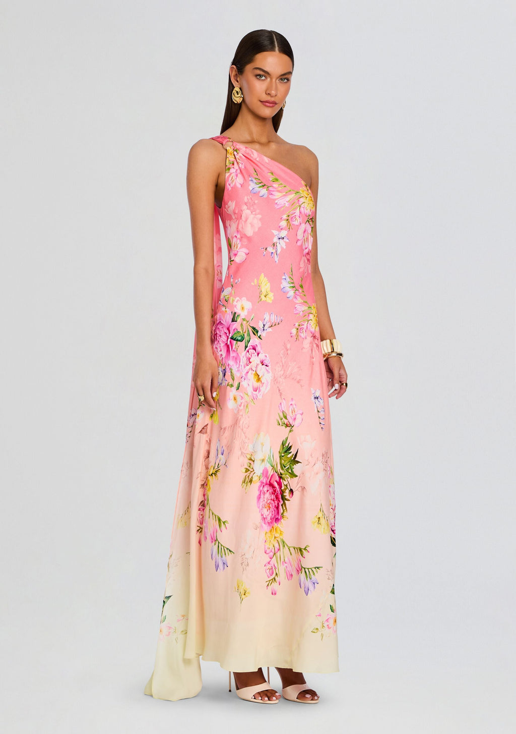 Avya One Shoulder Sash Dress by Hemant & Nandita in Multi, product image 3
