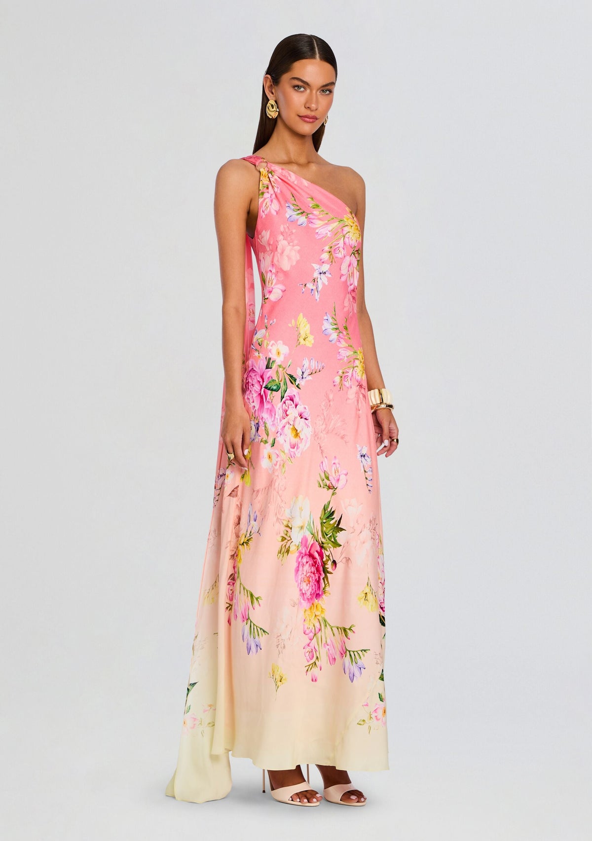 Avya One Shoulder Sash Dress by Hemant & Nandita in Multi, product image 3