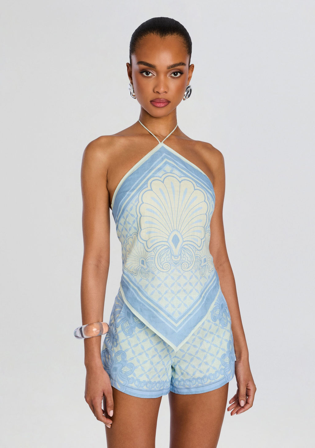 Rosa Top by Shani Shemer in Aqua Shell Print, product image 1