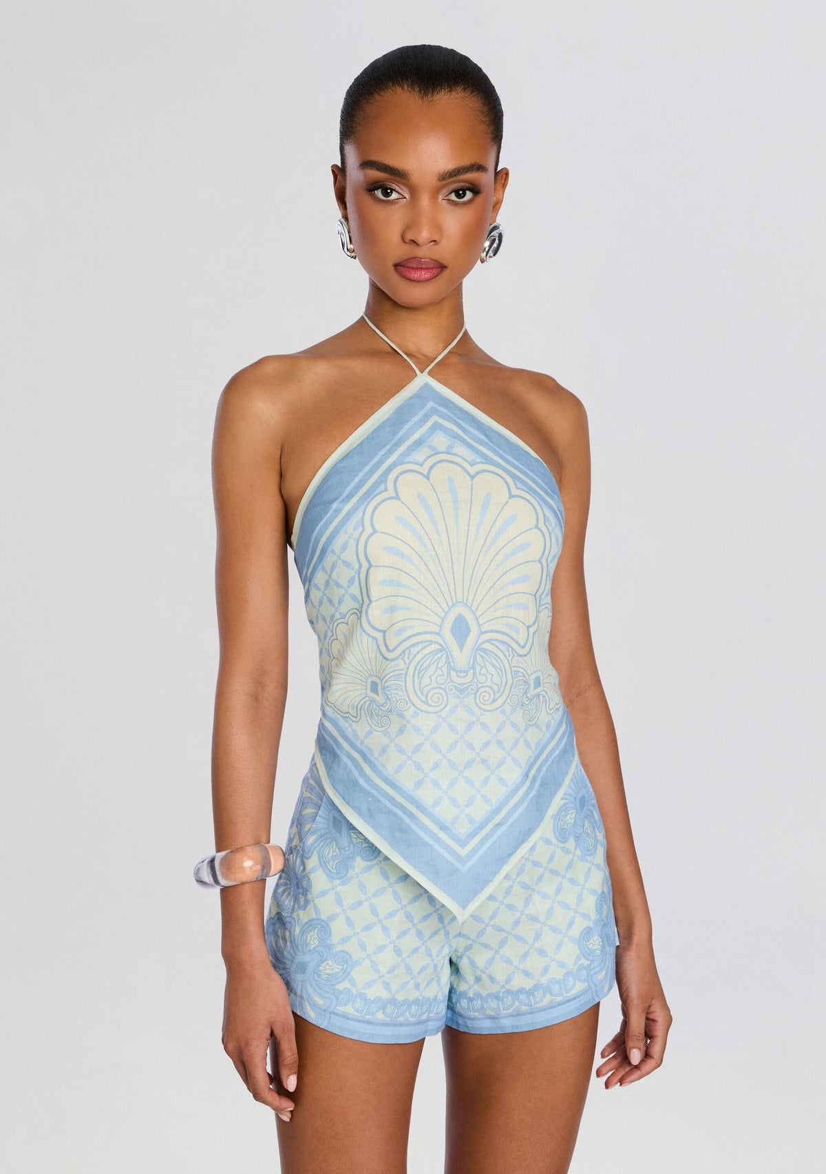 Rosa Top by Shani Shemer in Aqua Shell Print, product image 1