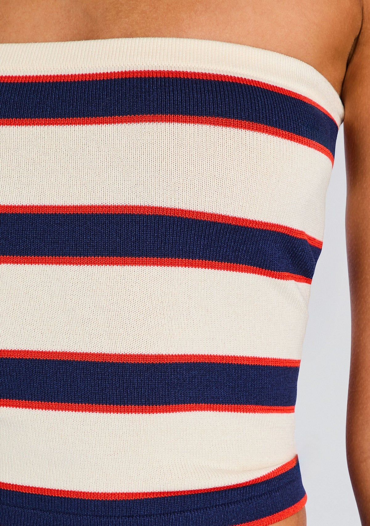 Theodora Tube Top by SEROYA in Eggshell Stripe, product image 3
