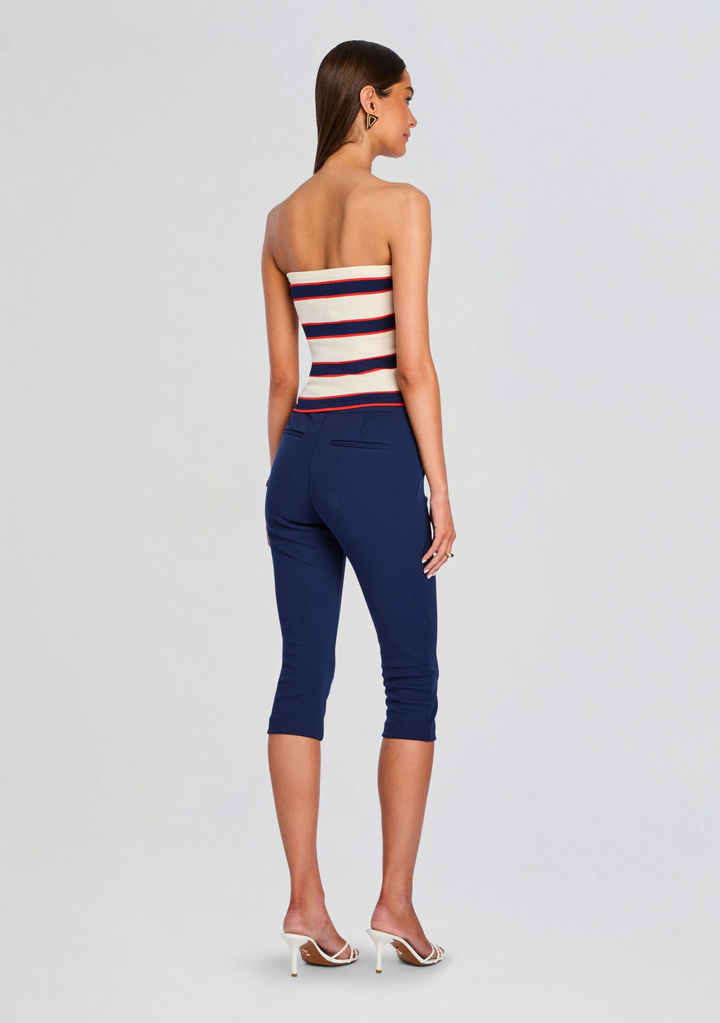 Theodora Tube Top by SEROYA in Eggshell Stripe, product image 5