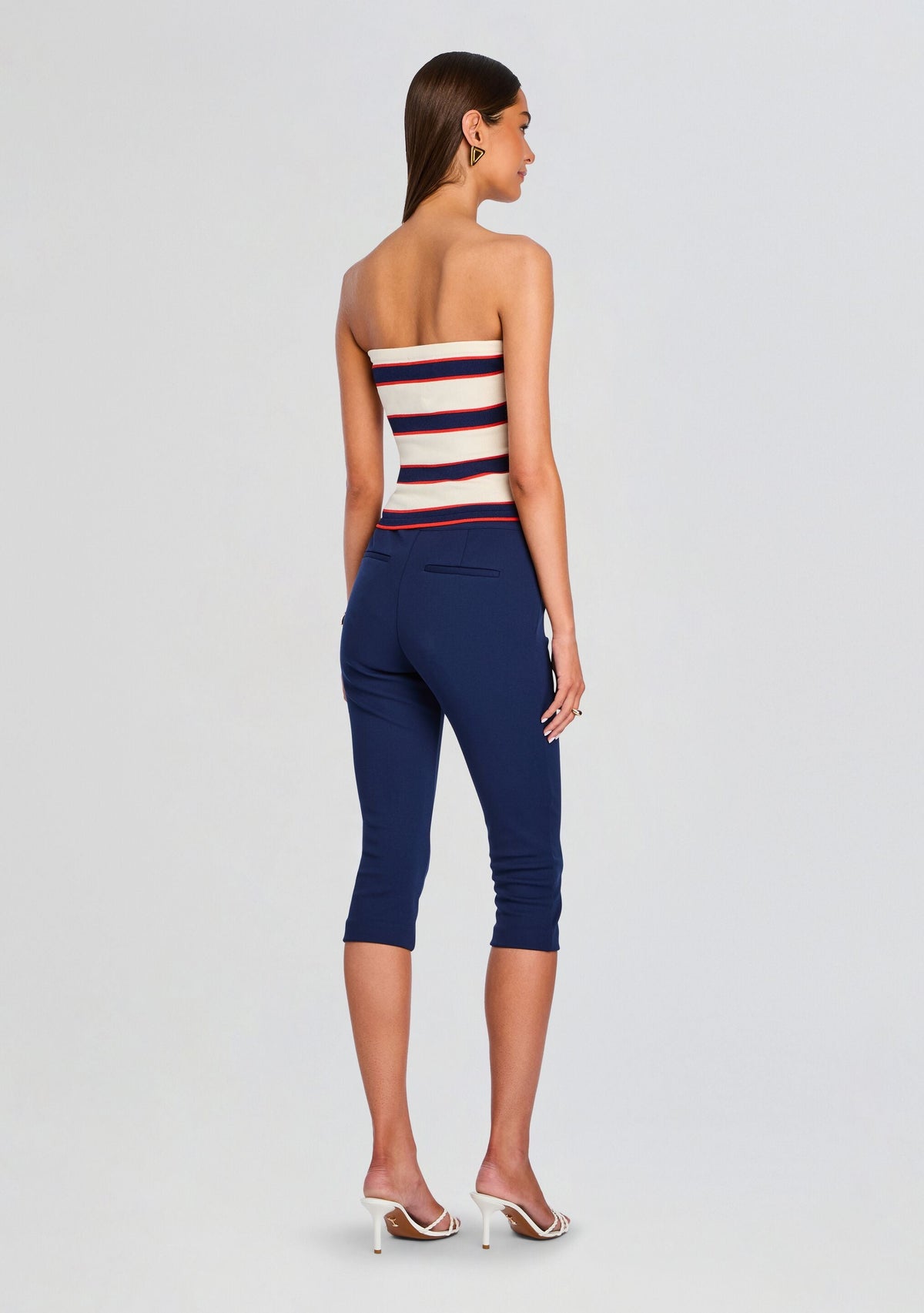 Theodora Tube Top by SEROYA in Eggshell Stripe, product image 5