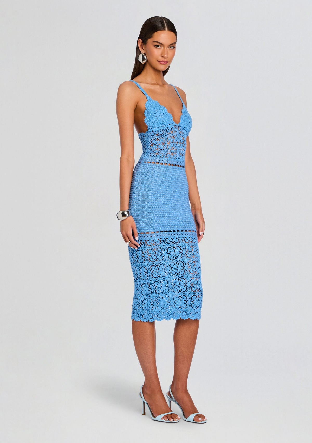 Tristyn Crochet Midi Dress by retrofête in Metallic L'Acqua, product image 3