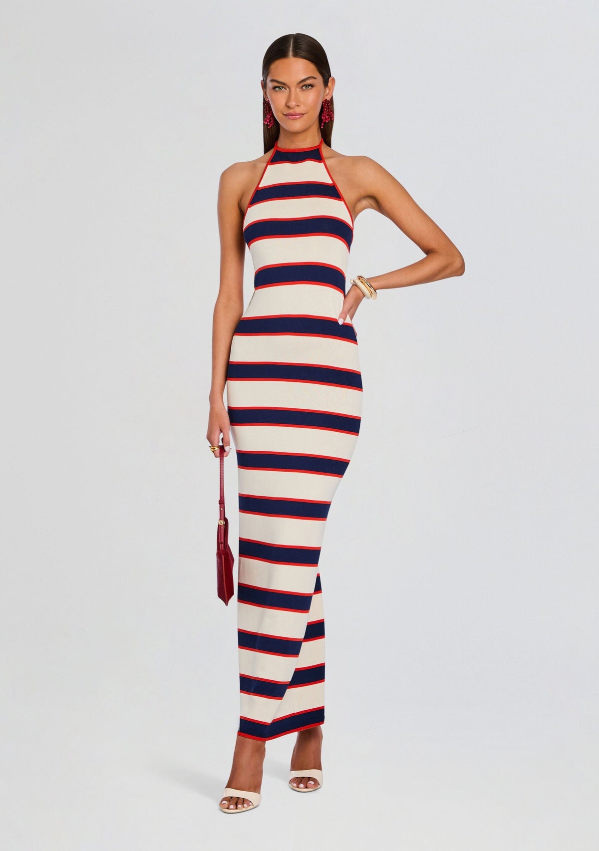 Arrabella Knit Maxi Dress by SEROYA in Eggshell Stripe, product image 1
