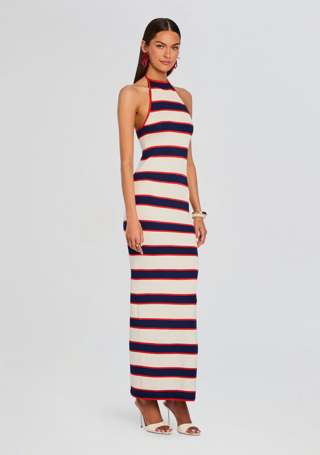 Arrabella Knit Maxi Dress by SEROYA in Eggshell Stripe, product image 3