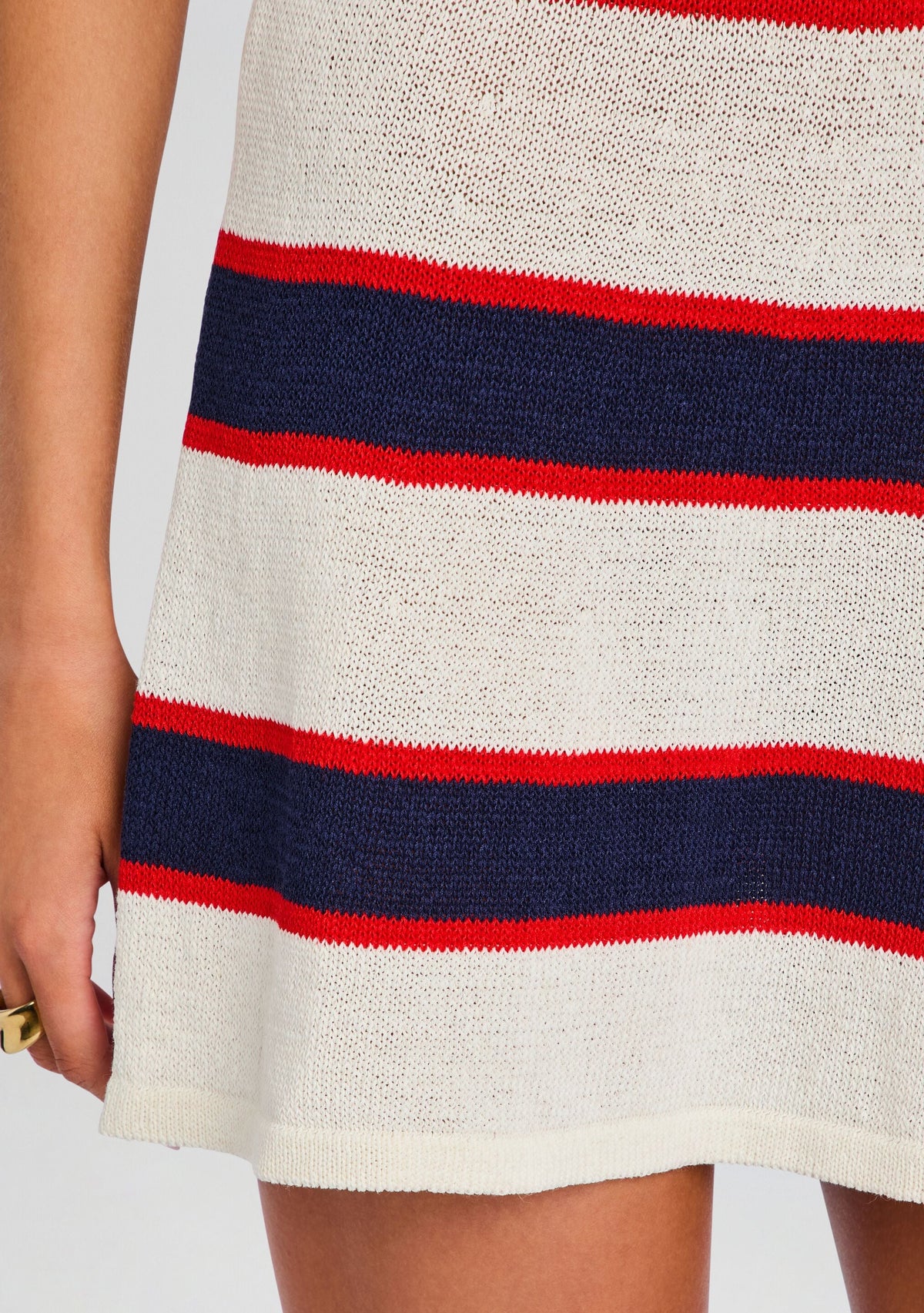 Azriel Knit Mini Dress by SEROYA in Eggshell Stripe, product image 2