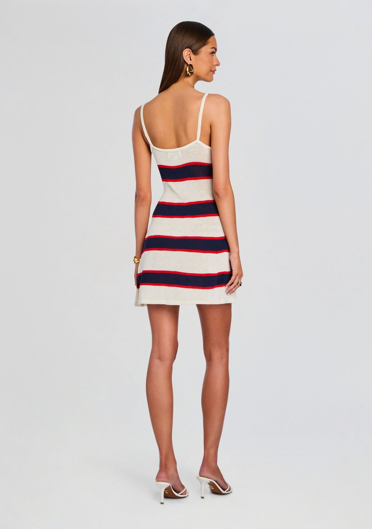Azriel Knit Mini Dress by SEROYA in Eggshell Stripe, product image 4
