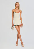 Azriel Knit Mini Dress by SEROYA in Eggshell Varsity, product image 1