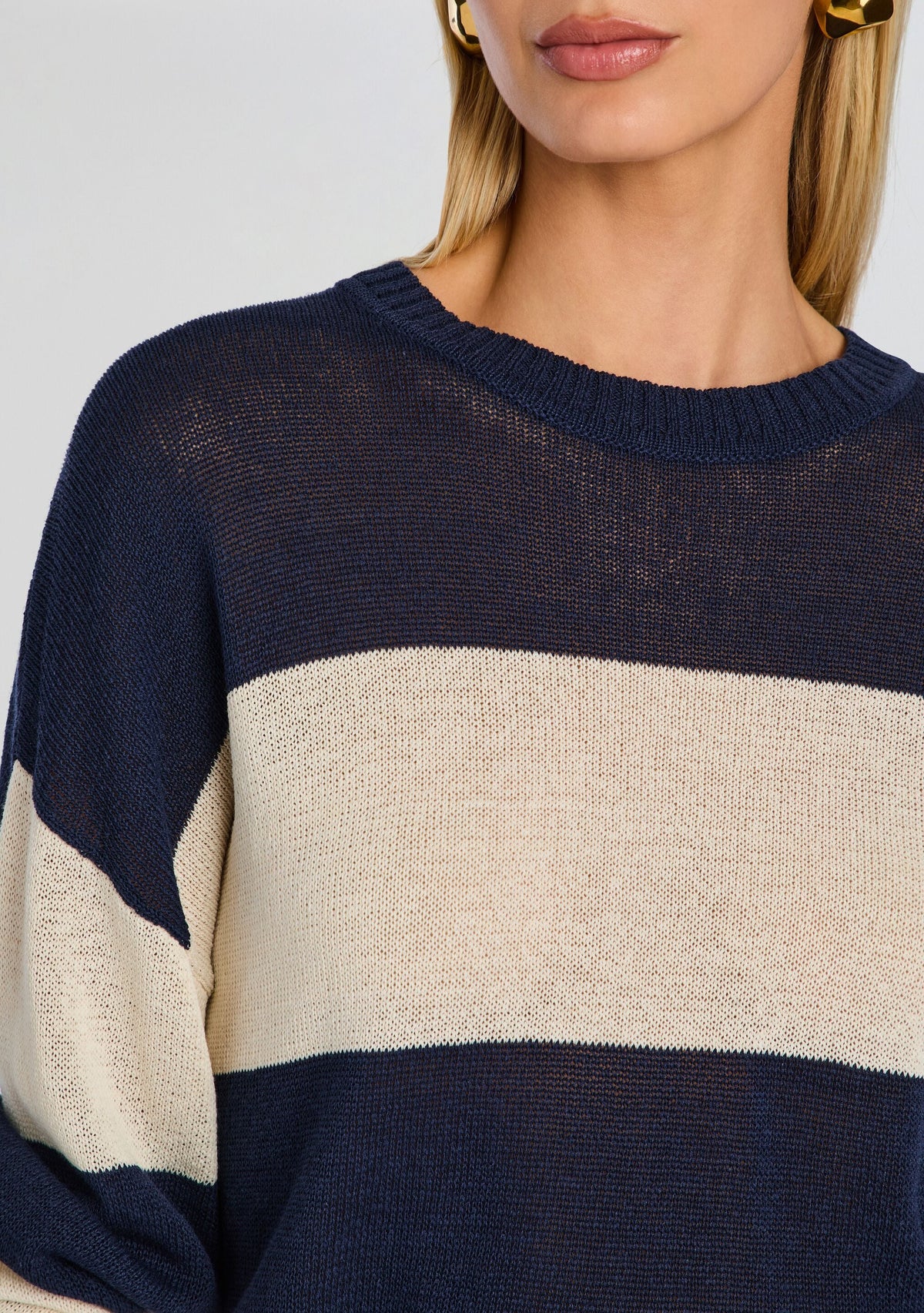 Cassian Knit Sweater by SEROYA in Navy/Eggshell, product image 3