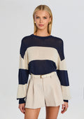 Cassian Knit Sweater by SEROYA in Navy/Eggshell, product image 1