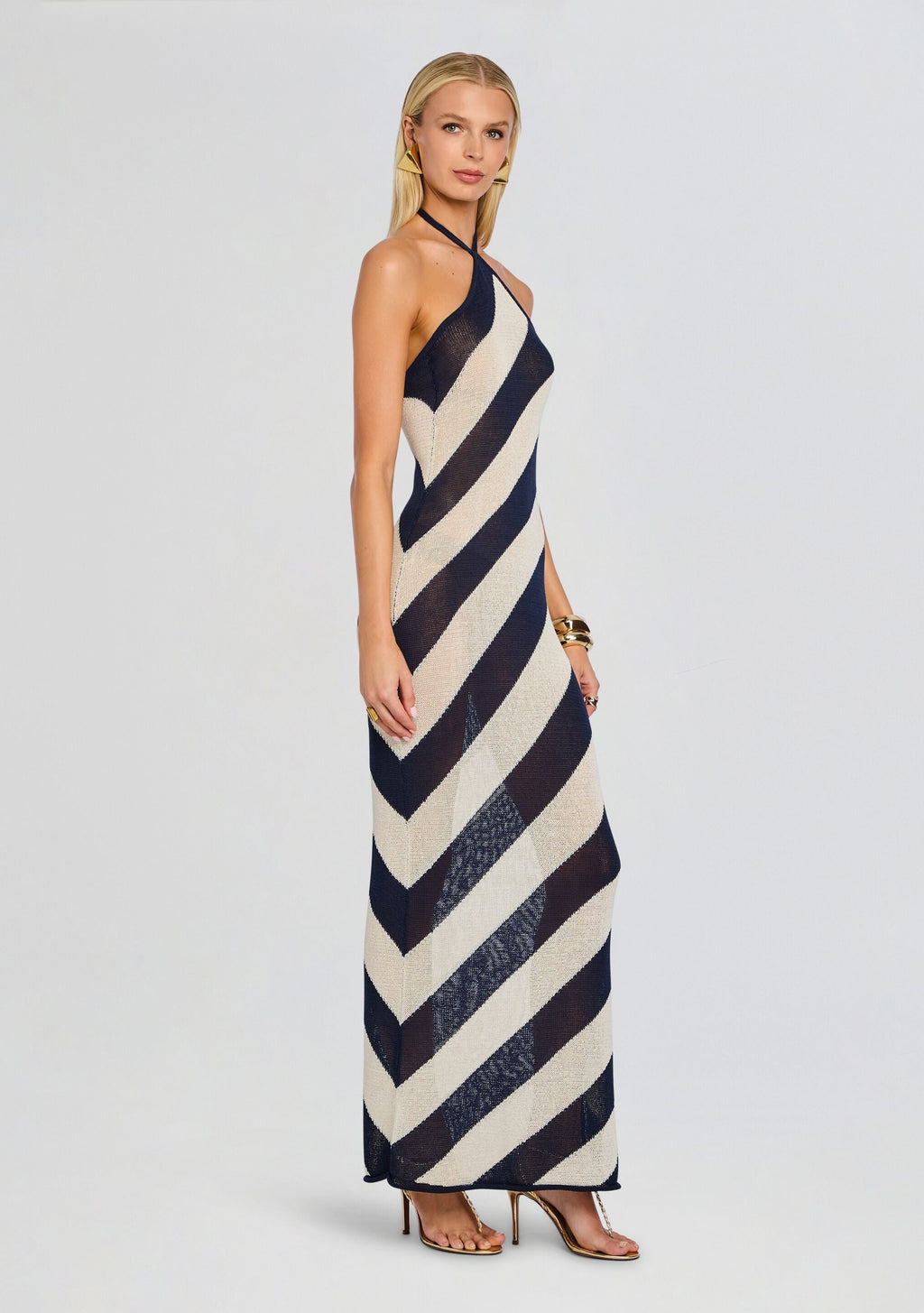 Dree Knit Maxi Dress by SEROYA in Navy/Eggshell, product image 3