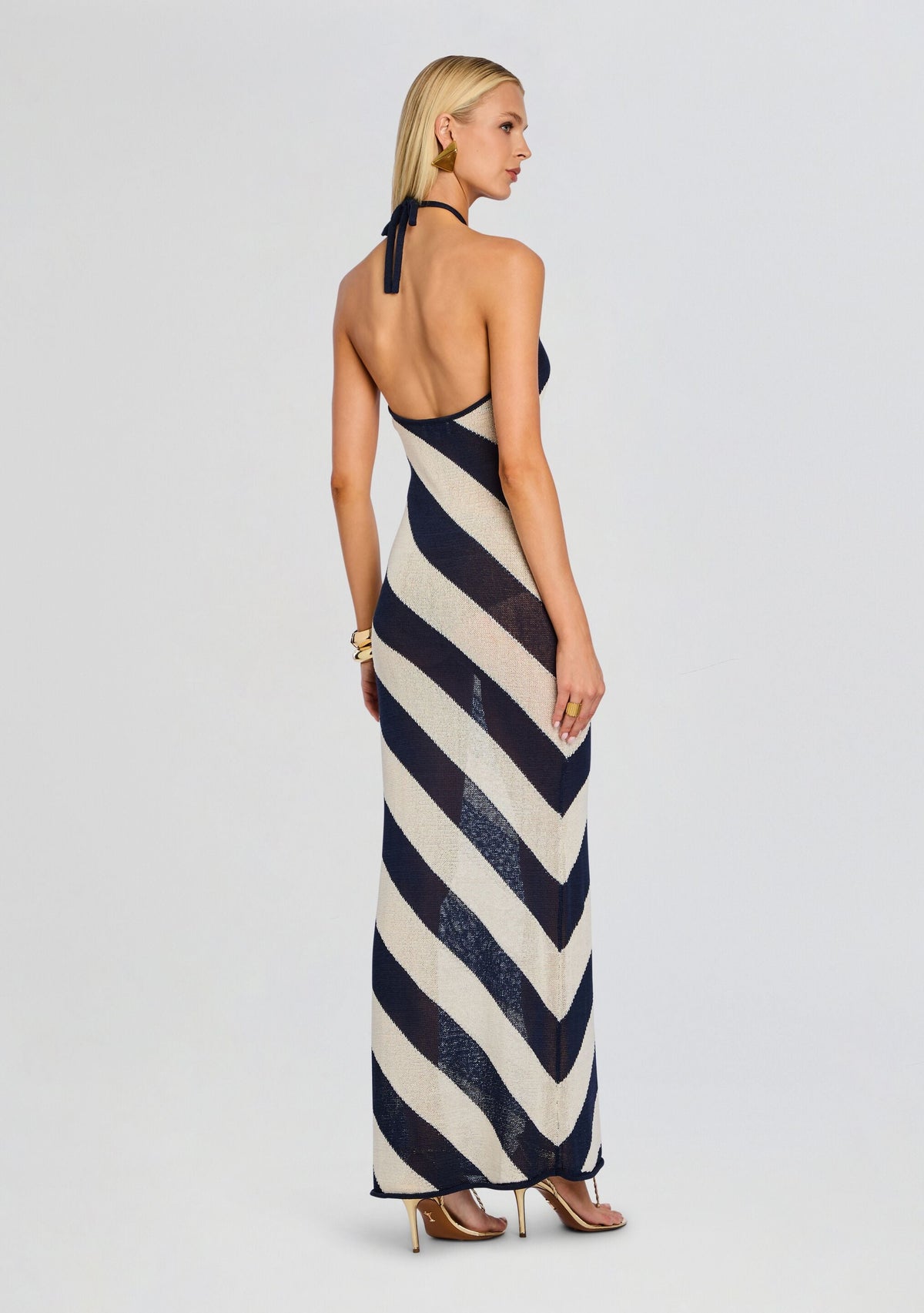 Dree Knit Maxi Dress by SEROYA in Navy/Eggshell, product image 4