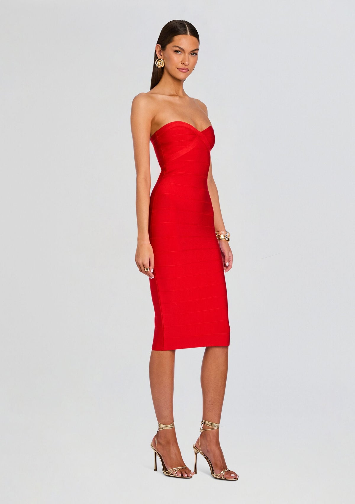 Drussie Bandage Knit Dress by retrofête in Geranium, product image 3