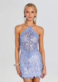 Eaves Sequin Lace Top by retrofête in Light L'Acqua, product image 1