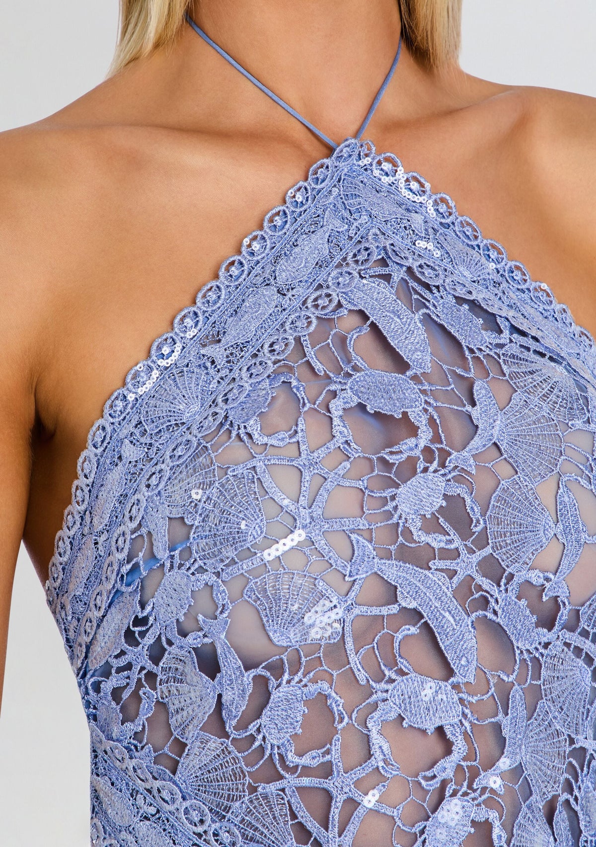 Eaves Sequin Lace Top by retrofête in Light L'Acqua, product image 3
