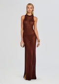 Henne Metallic Knit Maxi Dress by SEROYA in Rust, product image 1
