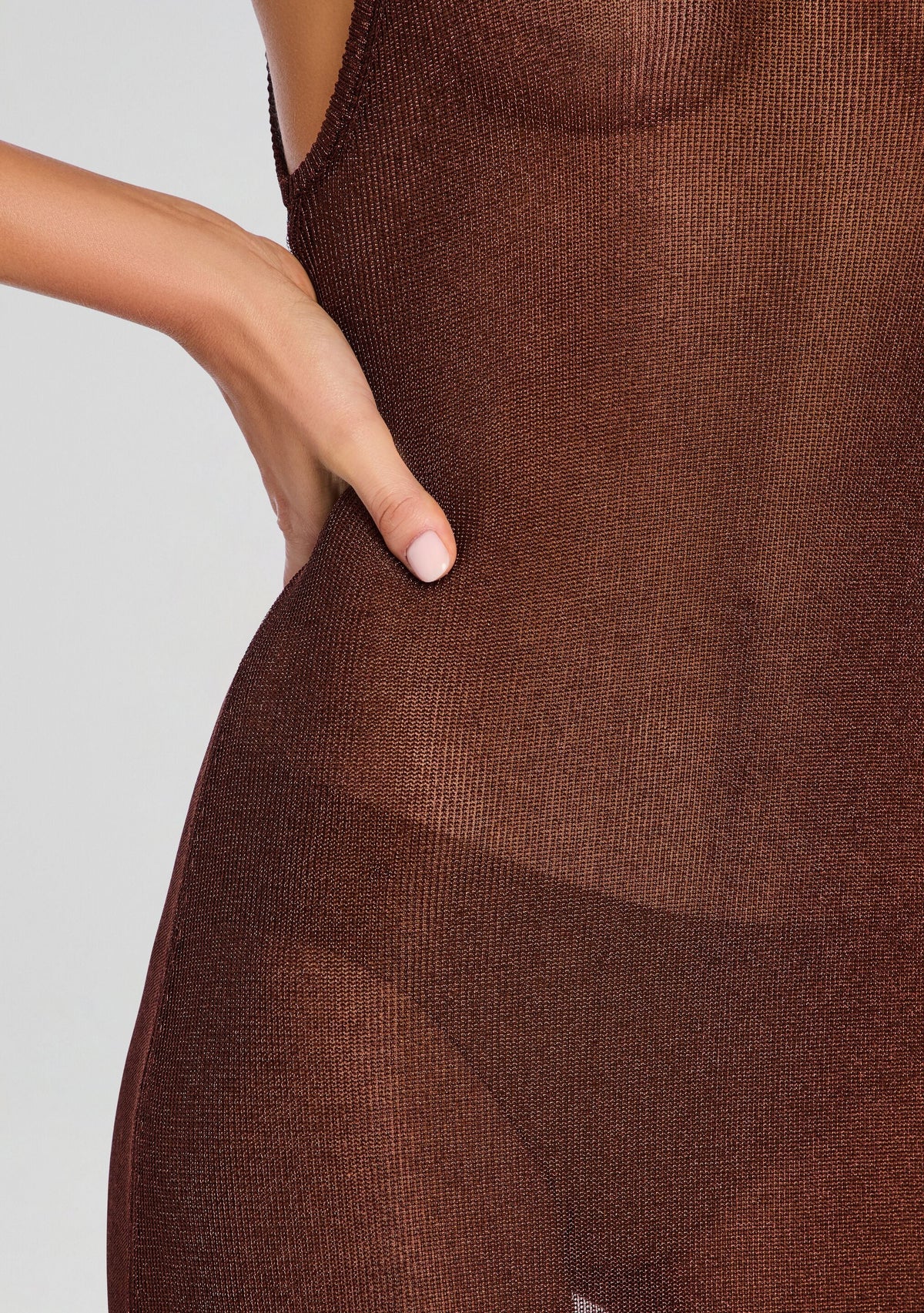 Henne Metallic Knit Maxi Dress by SEROYA in Rust, product image 2