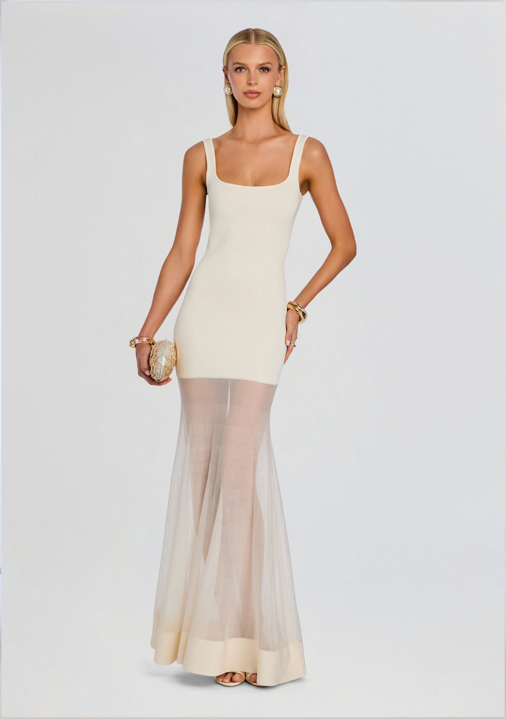 Inga Knit Dress by SEROYA in Eggshell, product image 1