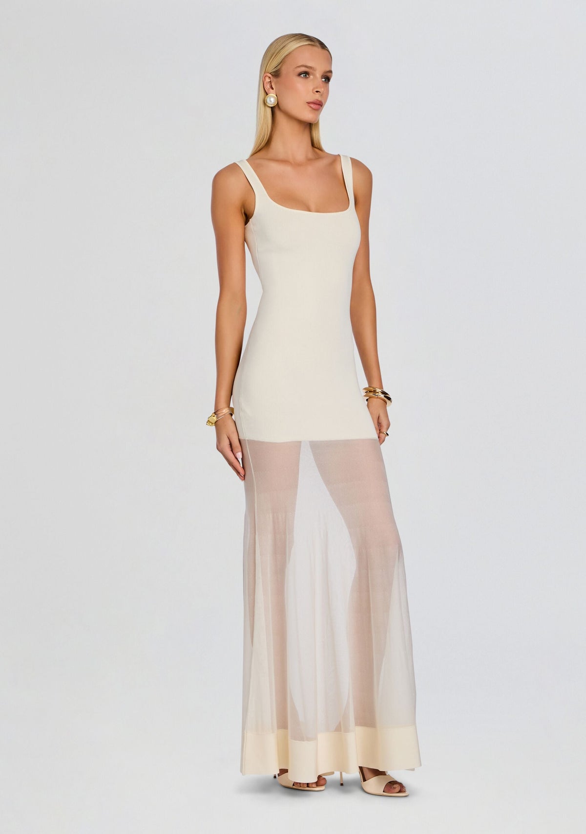 Inga Knit Dress by SEROYA in Eggshell, product image 3