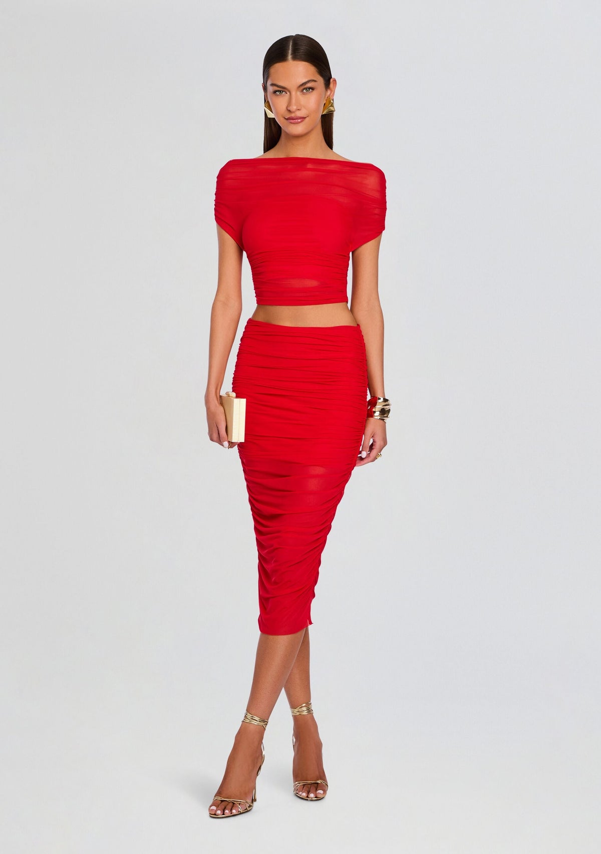 Maja Midi Skirt by SEROYA in Derby Red, product image 2