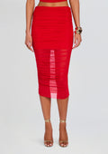 Maja Midi Skirt by SEROYA in Derby Red, product image 1