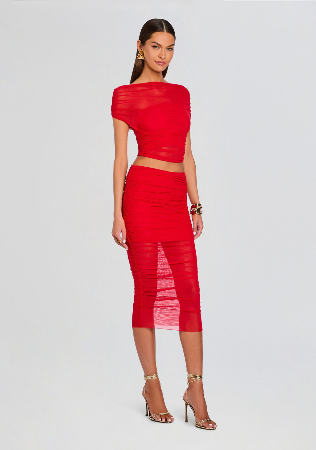 Maja Midi Skirt by SEROYA in Derby Red, product image 4