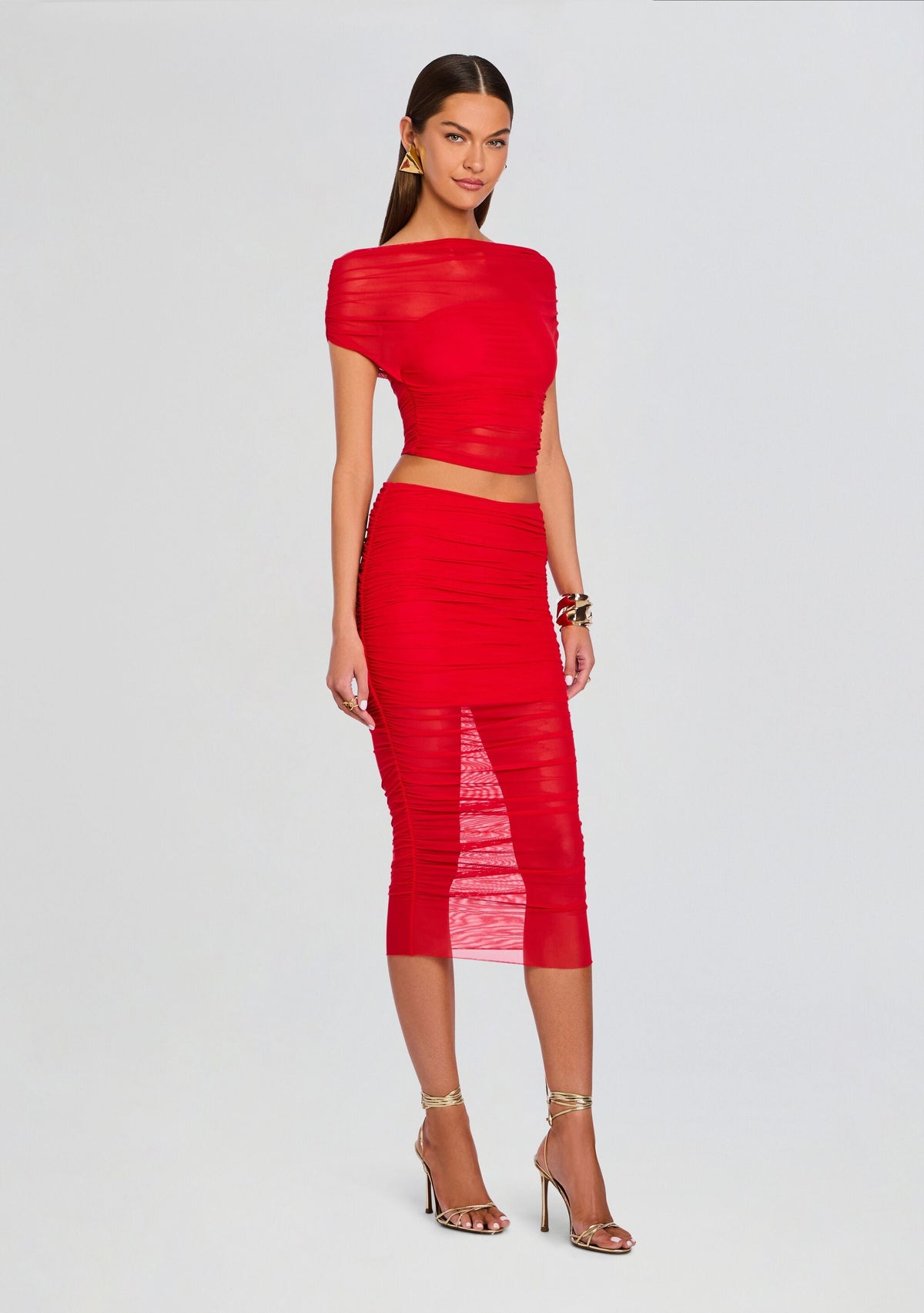 Maja Midi Skirt by SEROYA in Derby Red, product image 4
