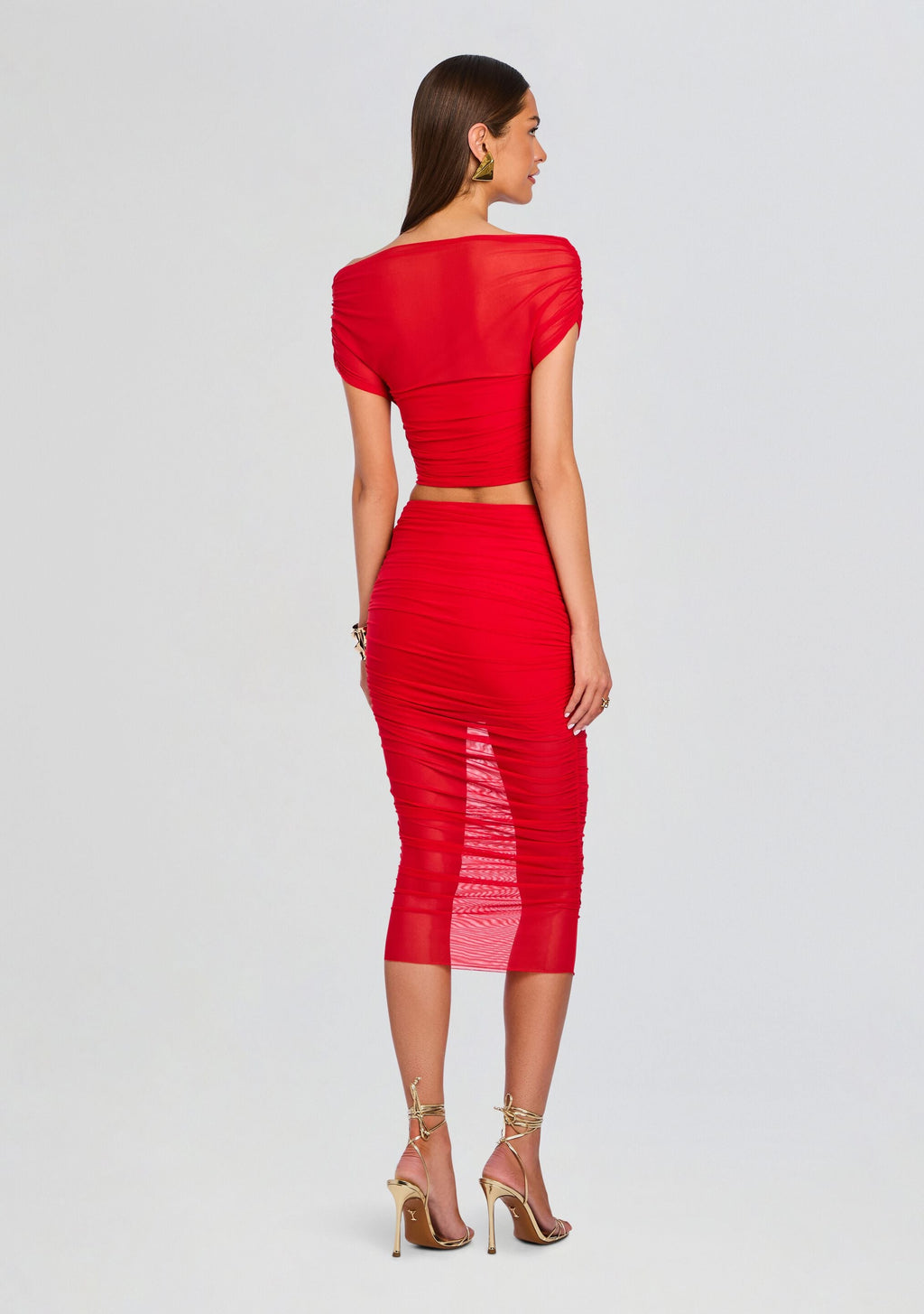 Maja Midi Skirt by SEROYA in Derby Red, product image 5