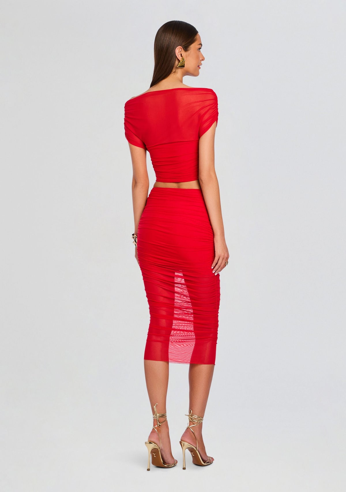 Maja Midi Skirt by SEROYA in Derby Red, product image 5