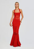 Peggie Crochet Maxi Dress by retrofête in Metallic Geranium, product image 1