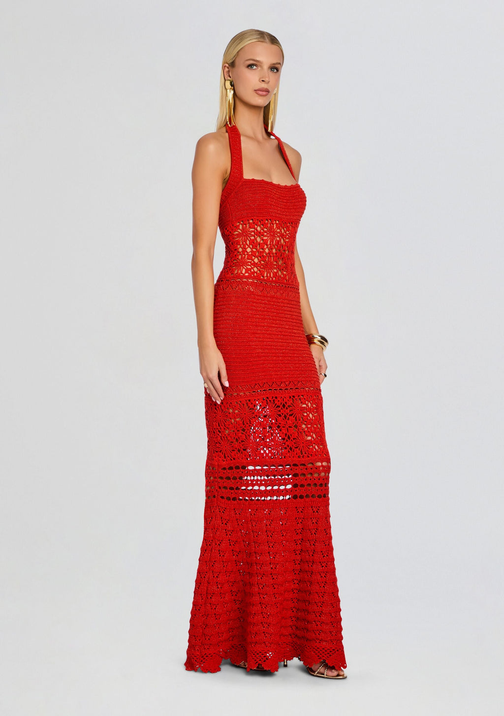 Peggie Crochet Maxi Dress by retrofête in Metallic Geranium, product image 3