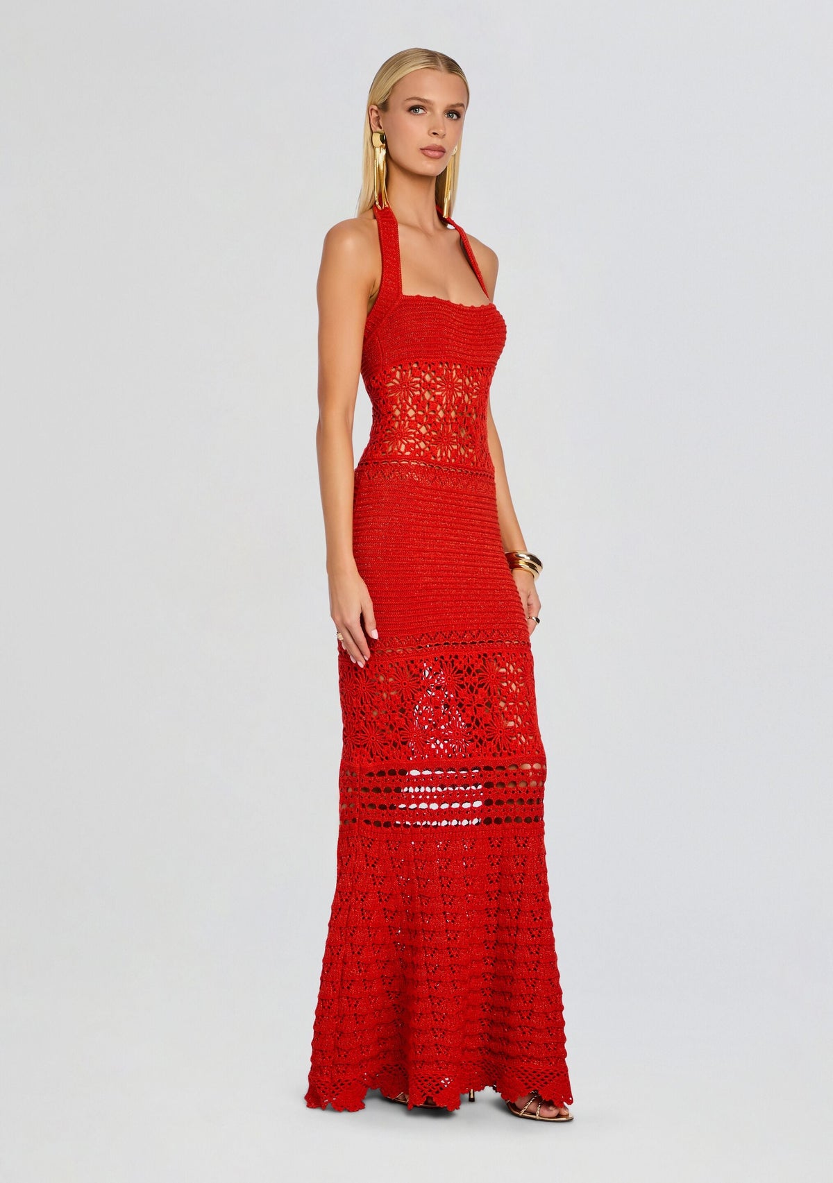 Peggie Crochet Maxi Dress by retrofête in Metallic Geranium, product image 3
